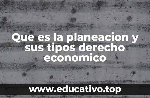 Que es la planeacion y sus tipos derecho economico