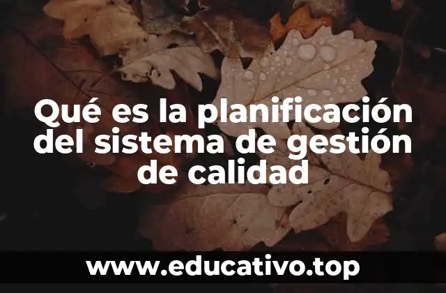 Qué es la planificación del sistema de gestión de calidad