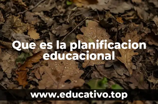 Que es la planificacion educacional