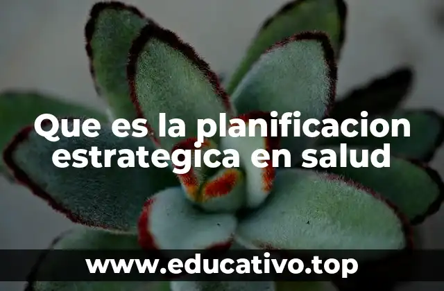 Que es la planificacion estrategica en salud