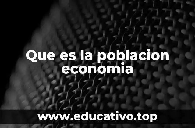 Que es la poblacion economia