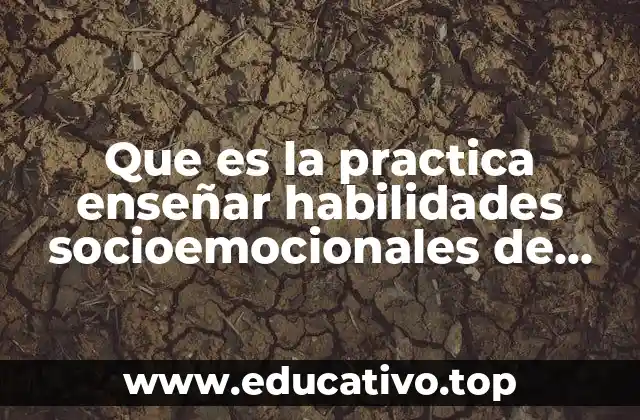 Que es la practica enseñar habilidades socioemocionales de forma explícita