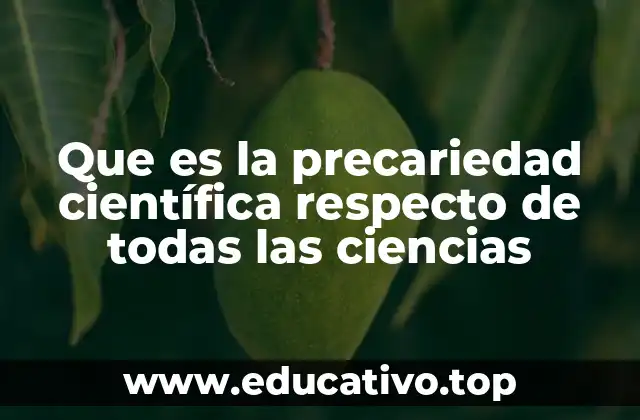 Que es la precariedad científica respecto de todas las ciencias