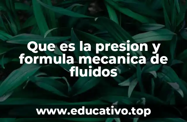 Que es la presion y formula mecanica de fluidos