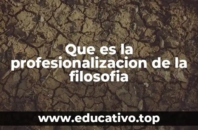 Que es la profesionalizacion de la filosofia