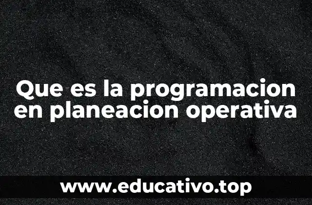 Que es la programacion en planeacion operativa