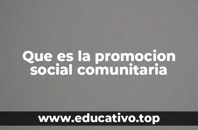 Que es la promocion social comunitaria