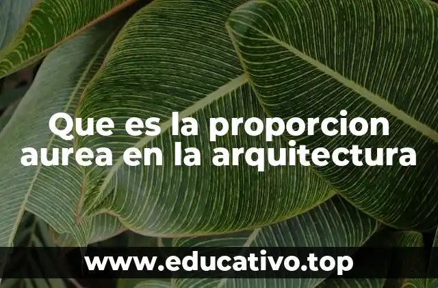 Que es la proporcion aurea en la arquitectura