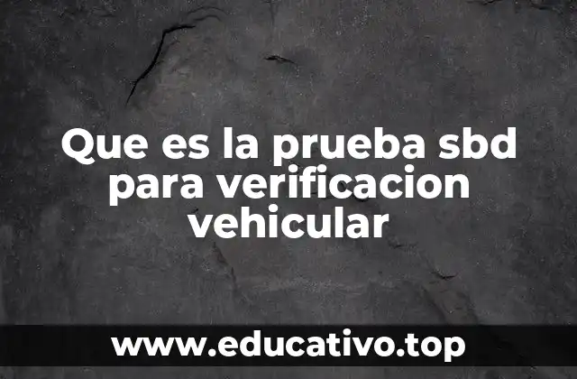 Que es la prueba sbd para verificacion vehicular