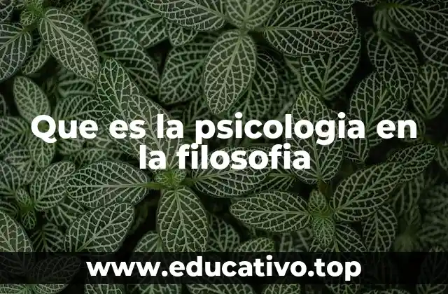 Que es la psicologia en la filosofia