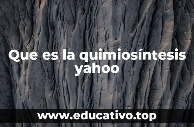 Que es la quimiosíntesis yahoo
