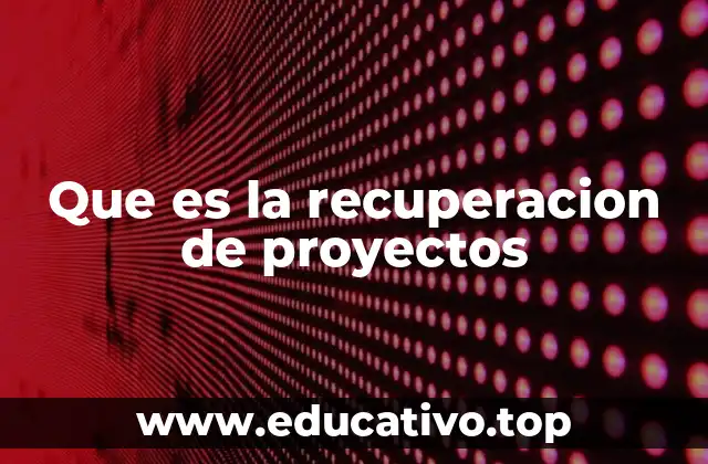 Que es la recuperacion de proyectos