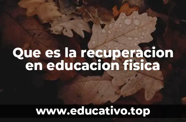 Que es la recuperacion en educacion fisica
