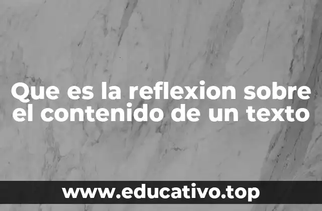 Que es la reflexion sobre el contenido de un texto
