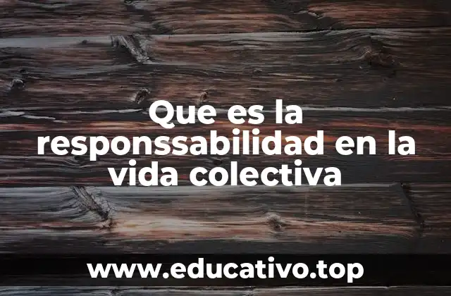 Que es la responssabilidad en la vida colectiva