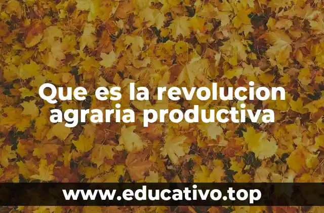 Que es la revolucion agraria productiva