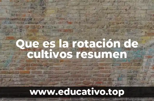 Que es la rotación de cultivos resumen