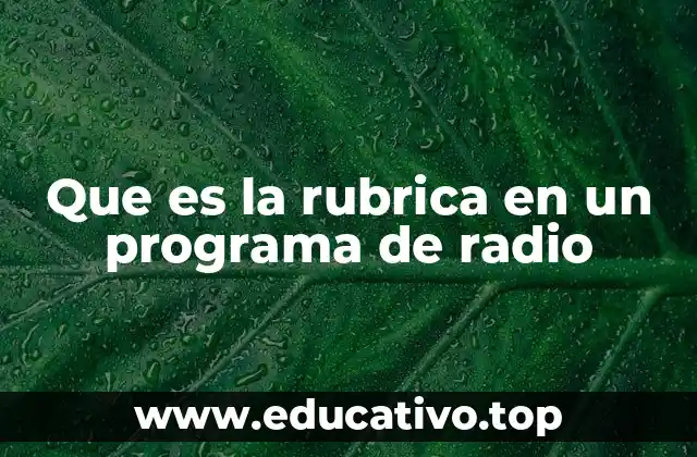 Que es la rubrica en un programa de radio