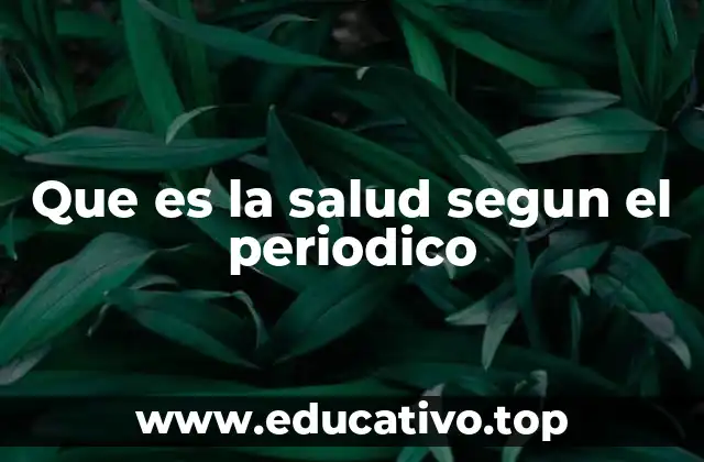 Que es la salud segun el periodico
