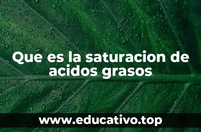 Que es la saturacion de acidos grasos