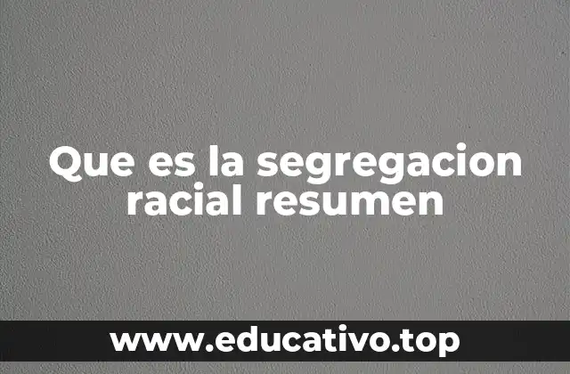 Que es la segregacion racial resumen
