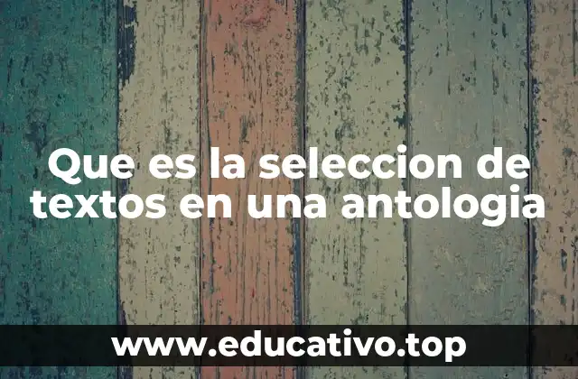 Que es la seleccion de textos en una antologia
