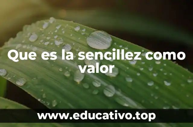Que es la sencillez como valor