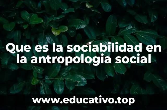 Que es la sociabilidad en la antropologia social