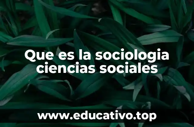 Que es la sociologia ciencias sociales