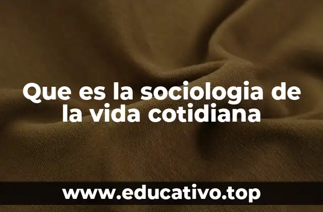 Que es la sociologia de la vida cotidiana