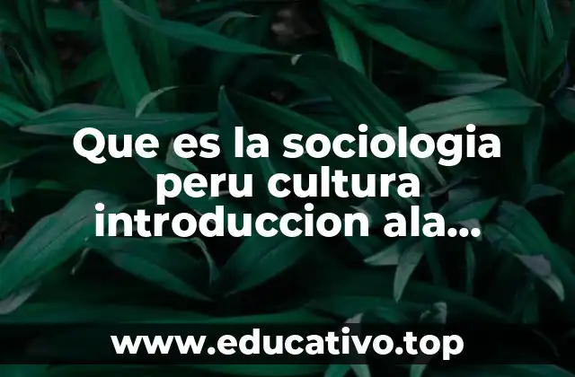 Que es la sociologia peru cultura introduccion ala sociologia