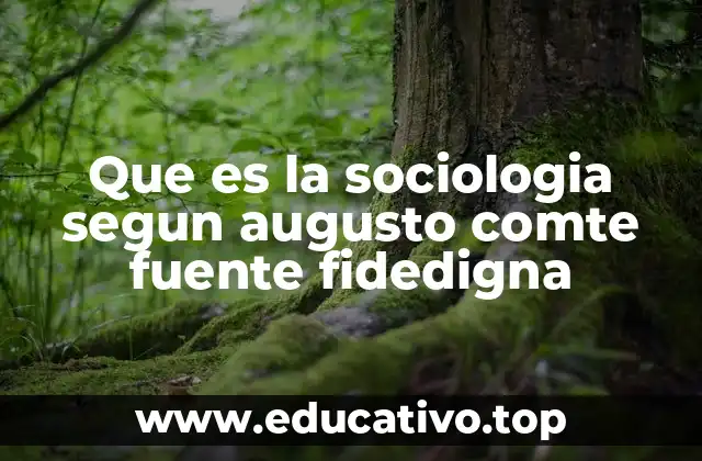 Que es la sociologia segun augusto comte fuente fidedigna