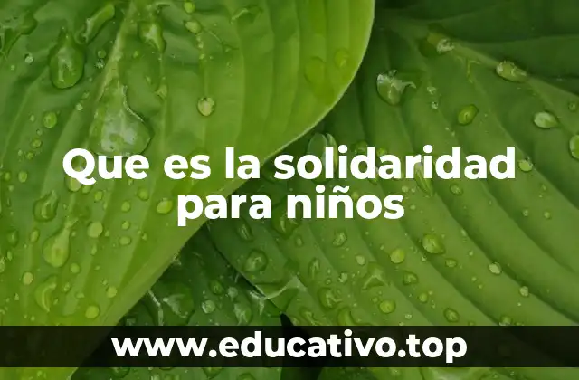 Que es la solidaridad para niños