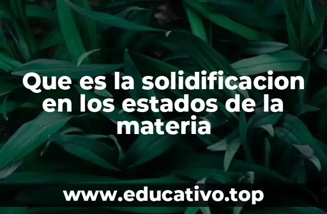 Que es la solidificacion en los estados de la materia