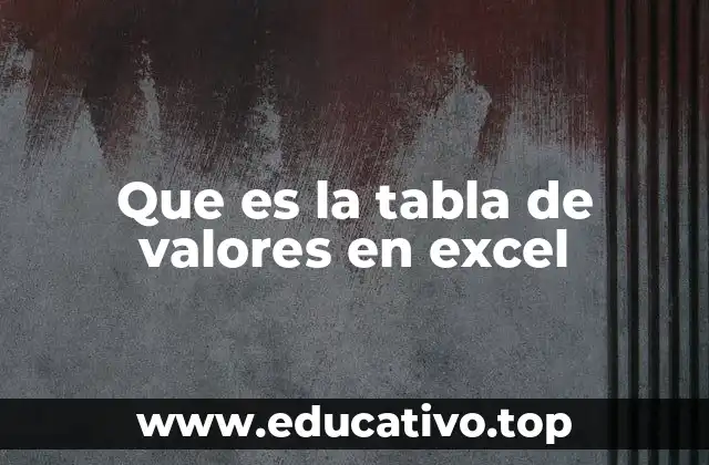 Que es la tabla de valores en excel