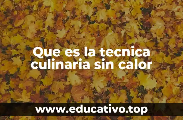 Que es la tecnica culinaria sin calor