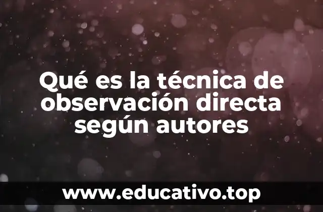 Qué es la técnica de observación directa según autores