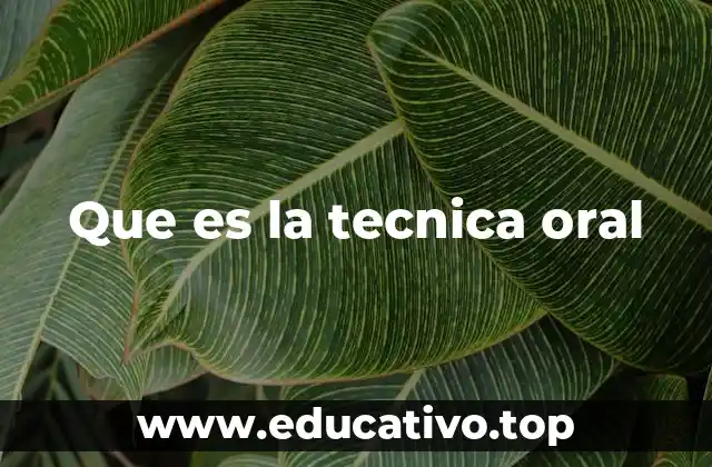 Que es la tecnica oral
