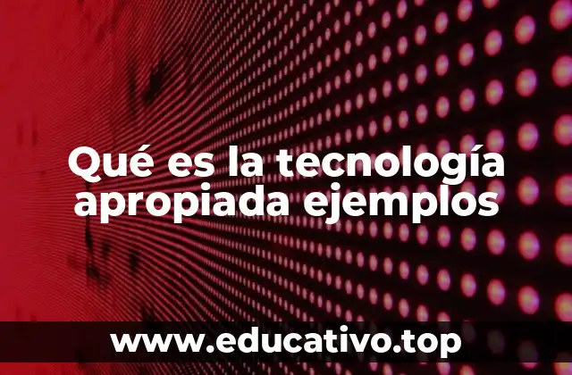 Qué es la tecnología apropiada ejemplos
