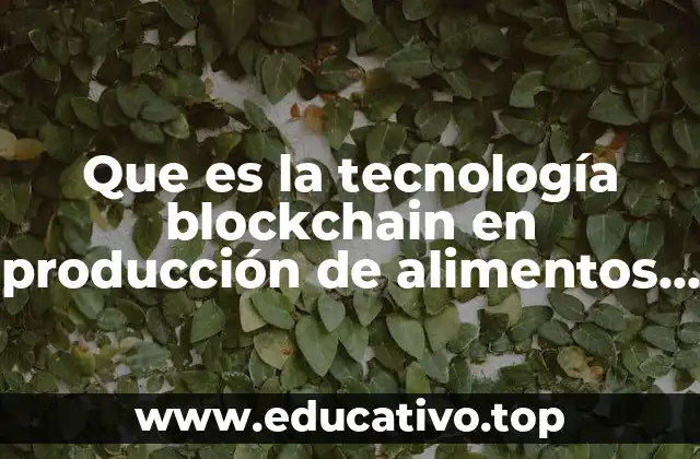 Que es la tecnología blockchain en producción de alimentos diplomado