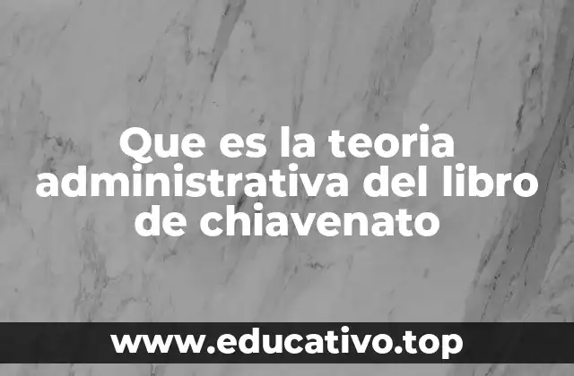 Que es la teoria administrativa del libro de chiavenato