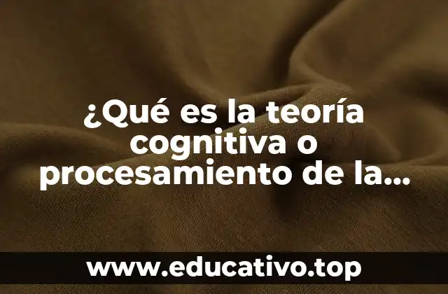 ¿Qué es la teoría cognitiva o procesamiento de la información?