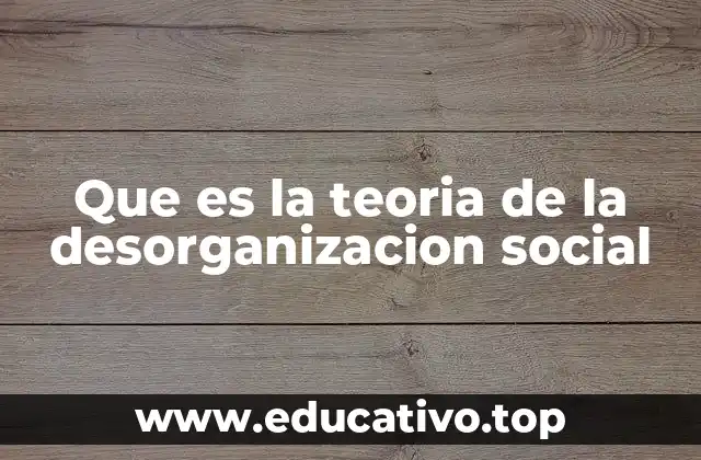 Que es la teoria de la desorganizacion social