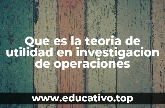 Que es la teoria de utilidad en investigacion de operaciones