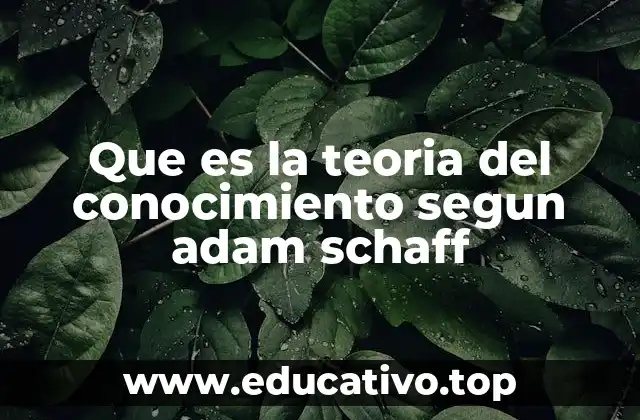 Que es la teoria del conocimiento segun adam schaff