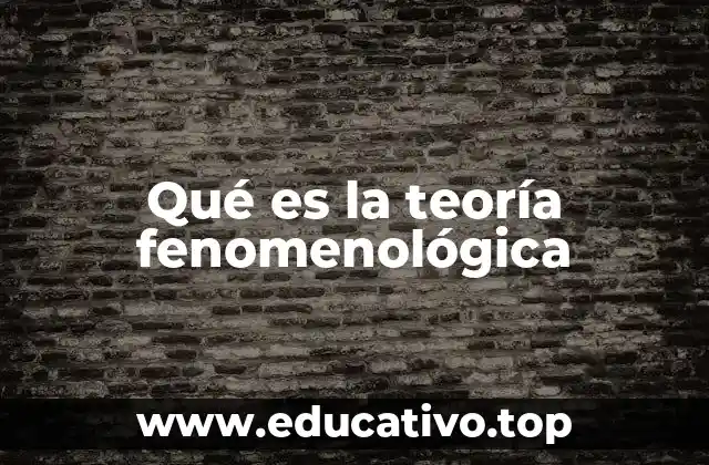 Qué es la teoría fenomenológica
