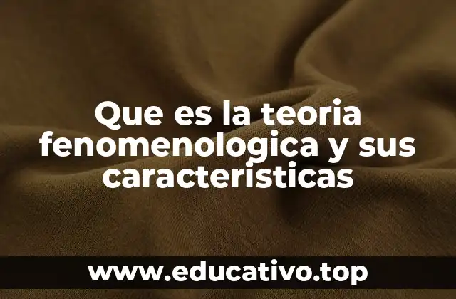 Que es la teoria fenomenologica y sus caracteristicas