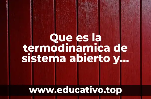 Que es la termodinamica de sistema abierto y cerrado