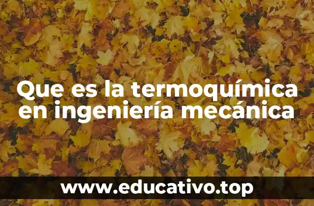Que es la termoquímica en ingeniería mecánica