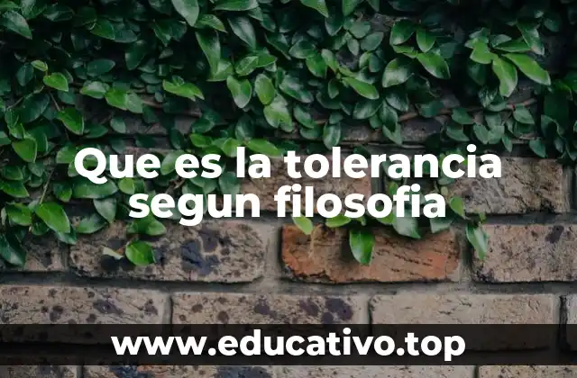 Que es la tolerancia segun filosofia